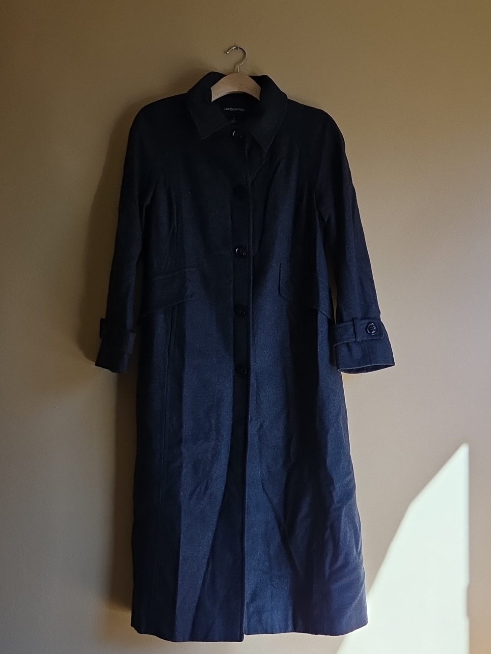 dark gray wool blend trench coat